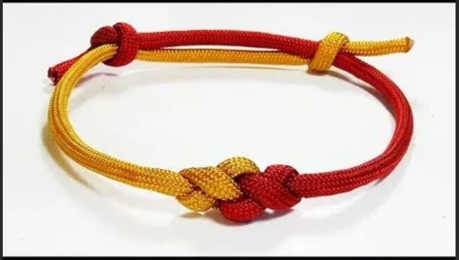 slip knot yellow and red bracelet