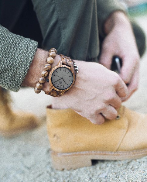 catena per orologio da uomo con bracciale in legno