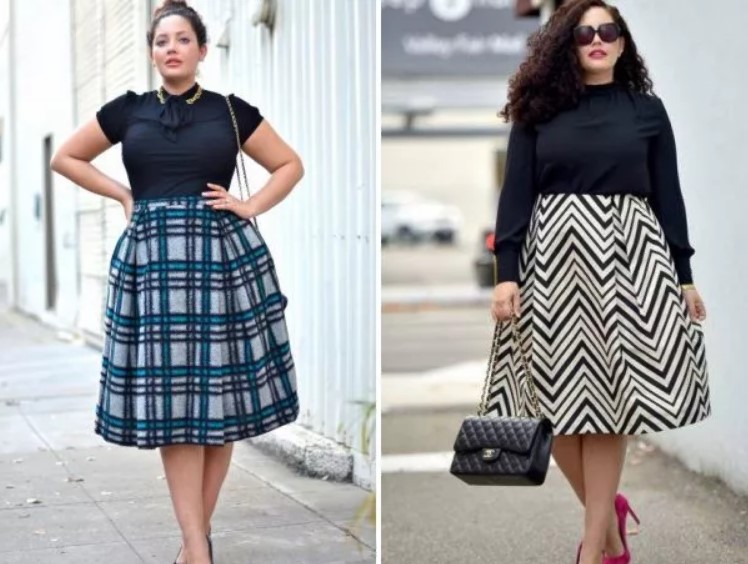 Skirt A-line A-line untuk saiz tambah