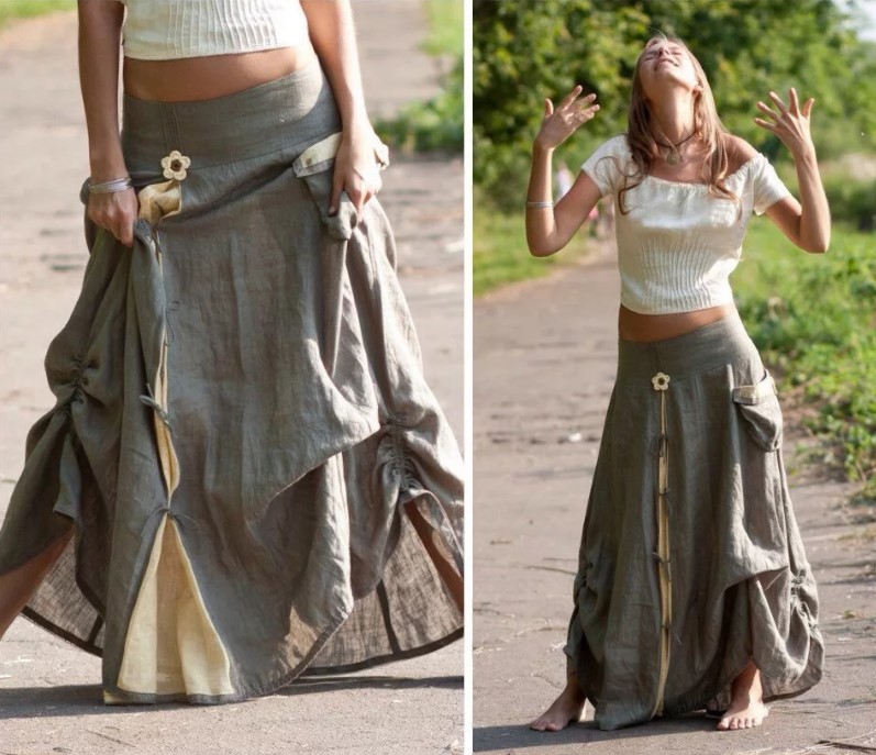 Saia evasê estilo boho