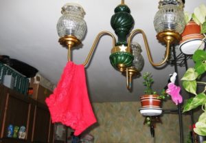 why hang panties on the chandelier at home?