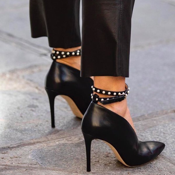 Black strappy shoes