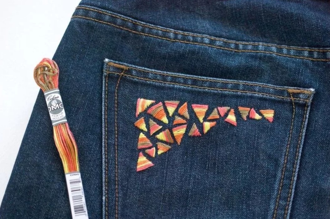 jeans broderi floss