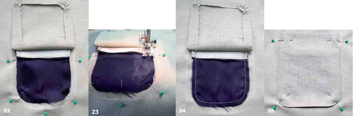 gray and blue pockets