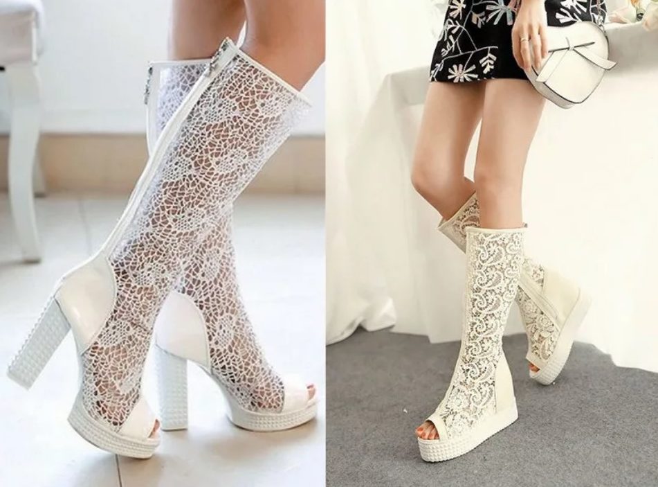 botas de guipur blanco