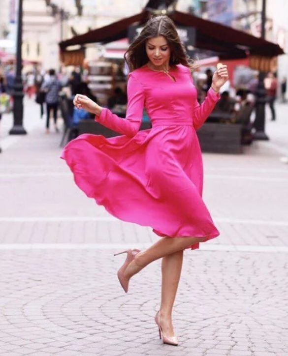 robe rose à talons