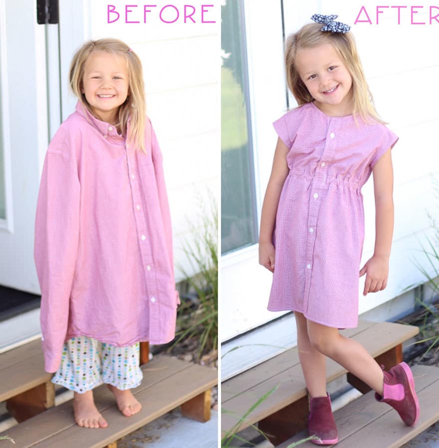 How to turn daddy's shirt into daughter's dress