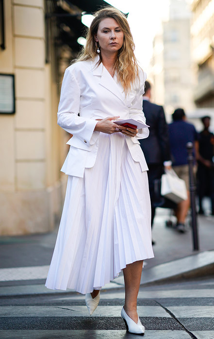 in a white dress