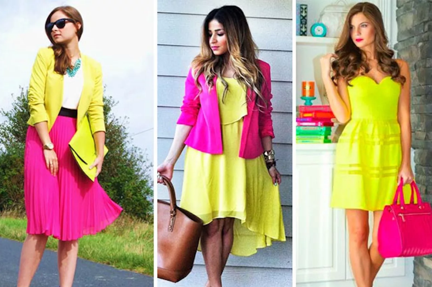 bright yellow and fuchsia