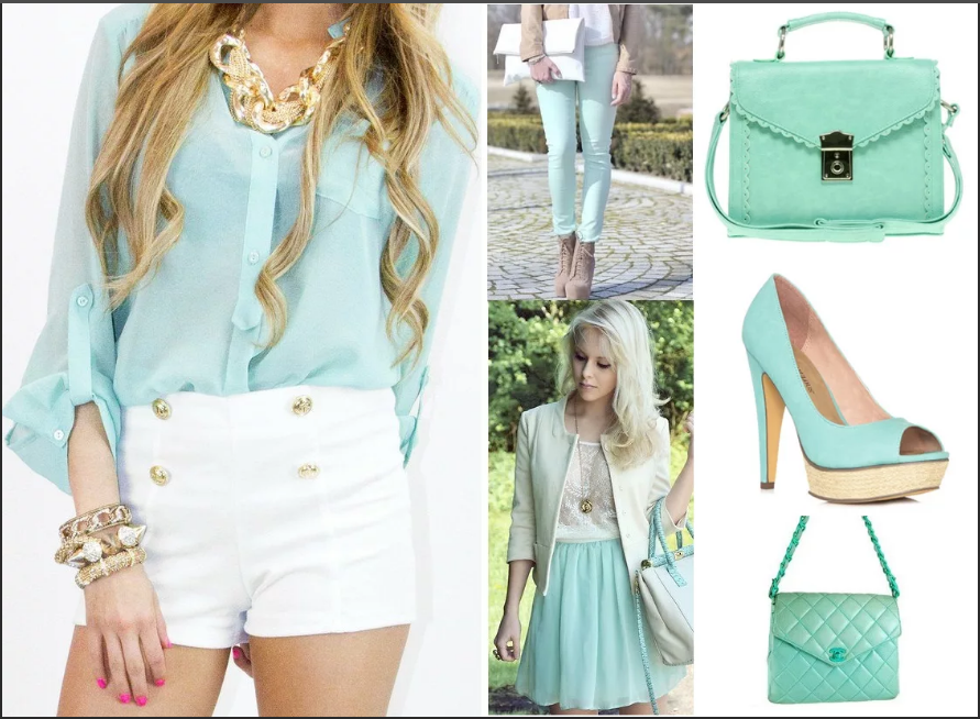 mint kleur met accessoires