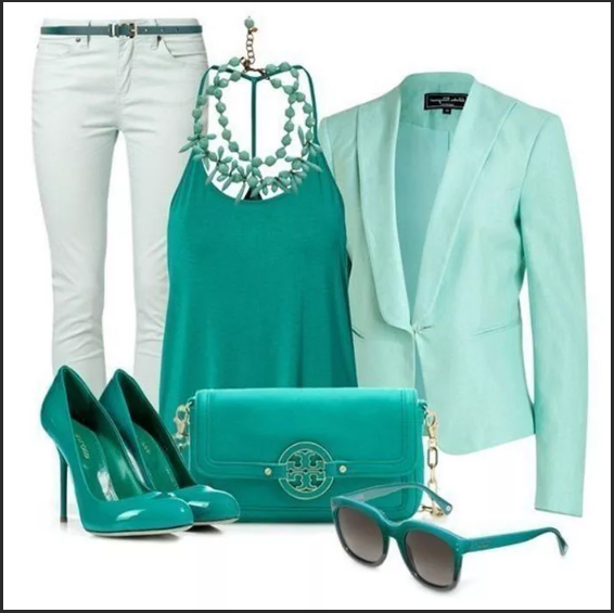 turquoise and white in clothes