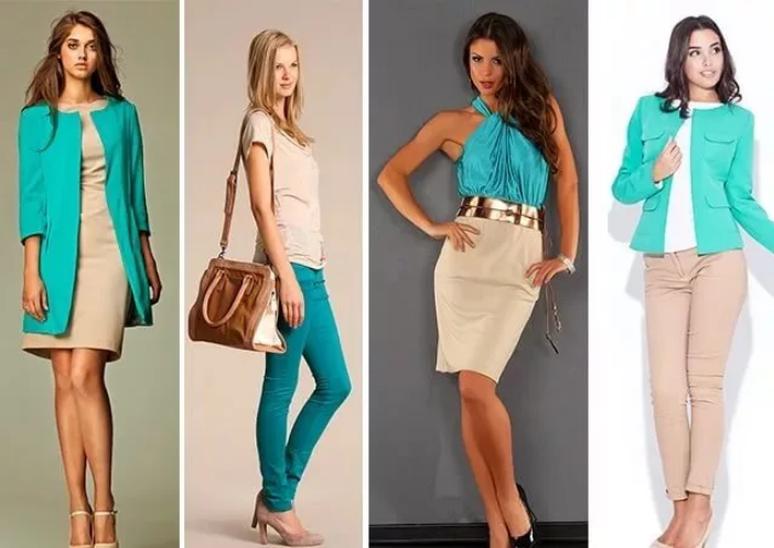 turquoise and beige