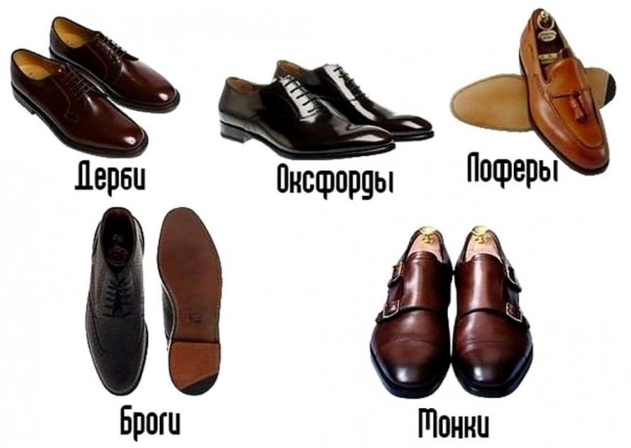 Mga sapatos ng lalaki: derby, oxford, loafer, brogue, monghe