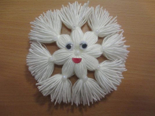 How to make a snowflake from wool threads