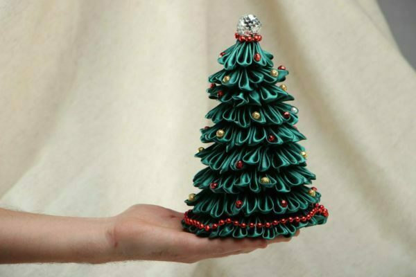 Christmas tree made of satin ribbons