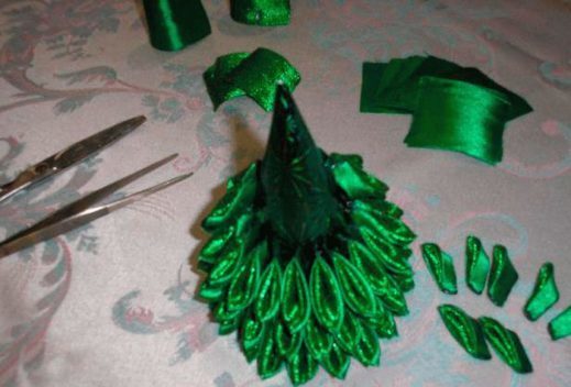 Christmas tree made of satin ribbons