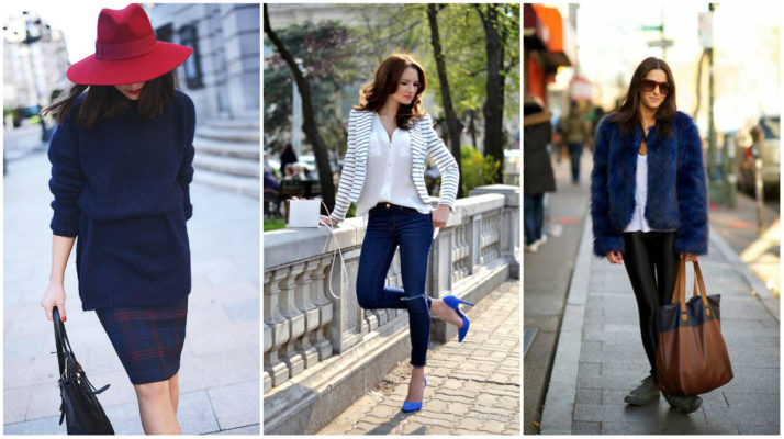 Color combination in clothes dark blue