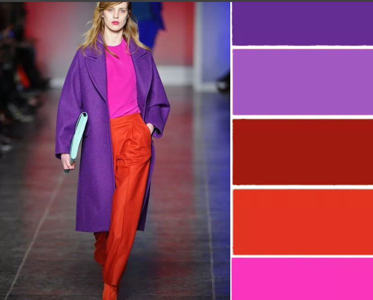 combinação de rosa vermelho e outras cores