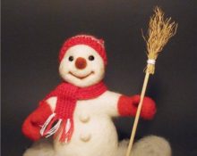 Snowman felting mula sa lana