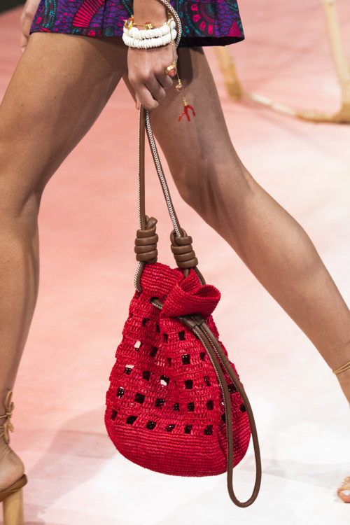 Knitted bucket bag.