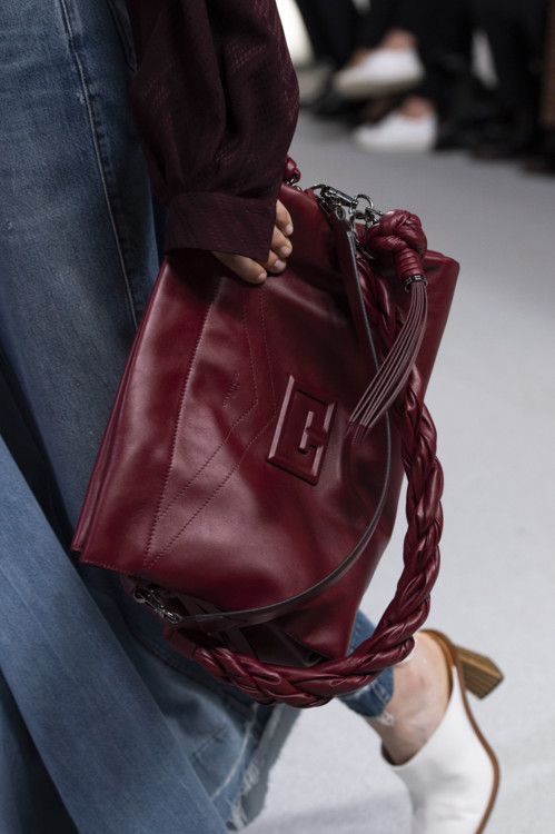 Burgundy bag.