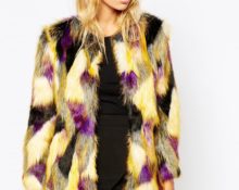 Patchwork fur coat.