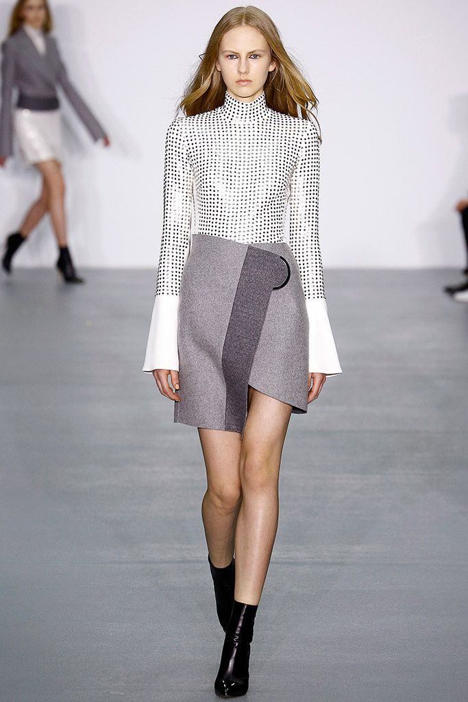 Short wrap skirt on the runway.