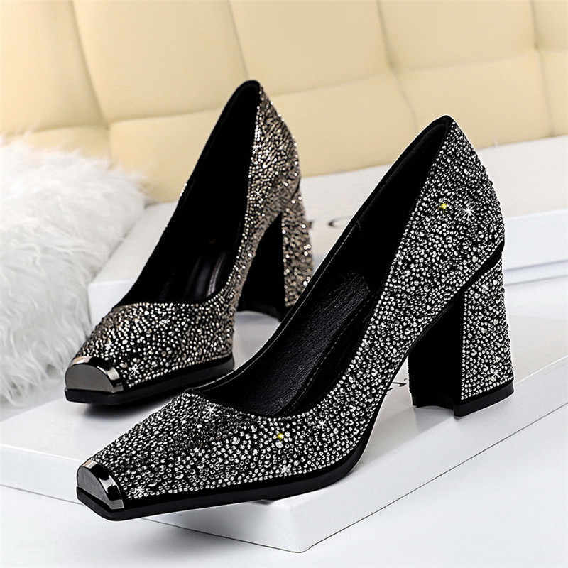 Shoes with sequins.