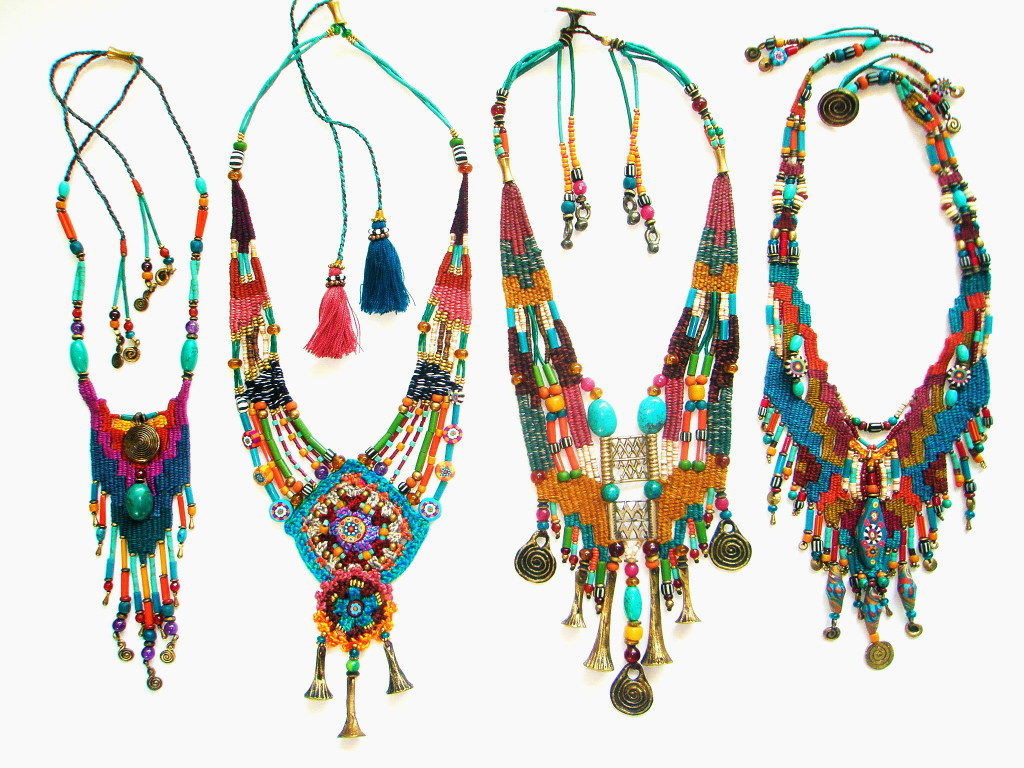 Ethnic necklaces.