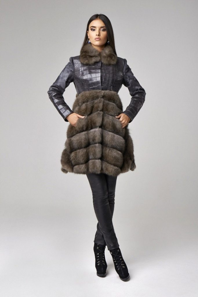 mink coat with added leather