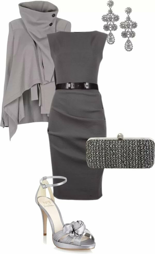 Gray total with a dress.