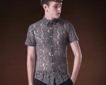 Camisa masculina em renda.