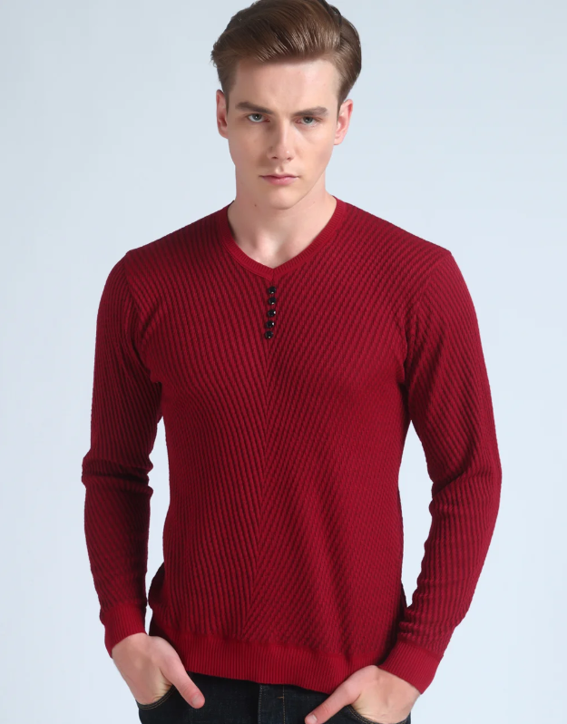 Red sweater.