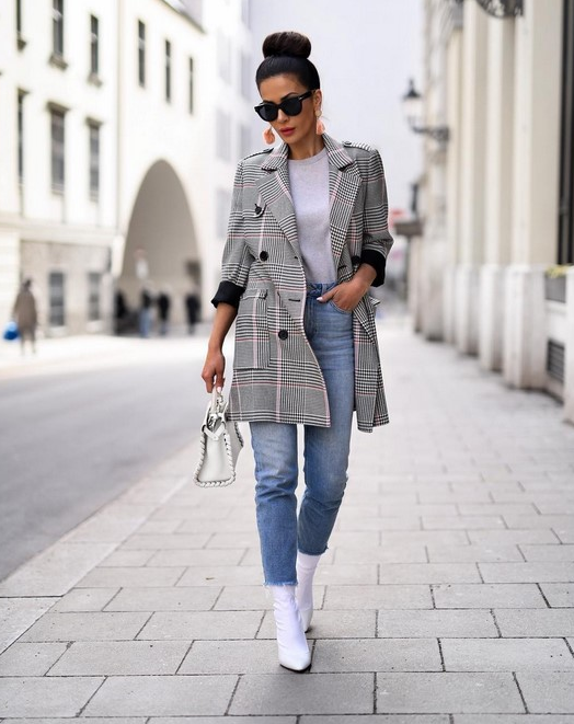 Women's checkered jacket.