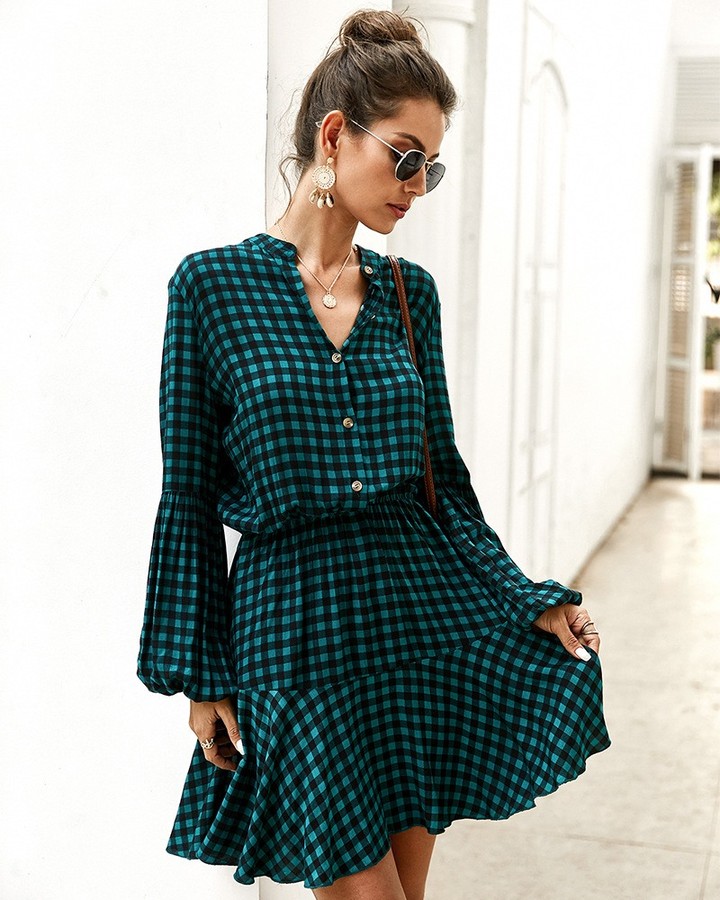 Checkered dress.