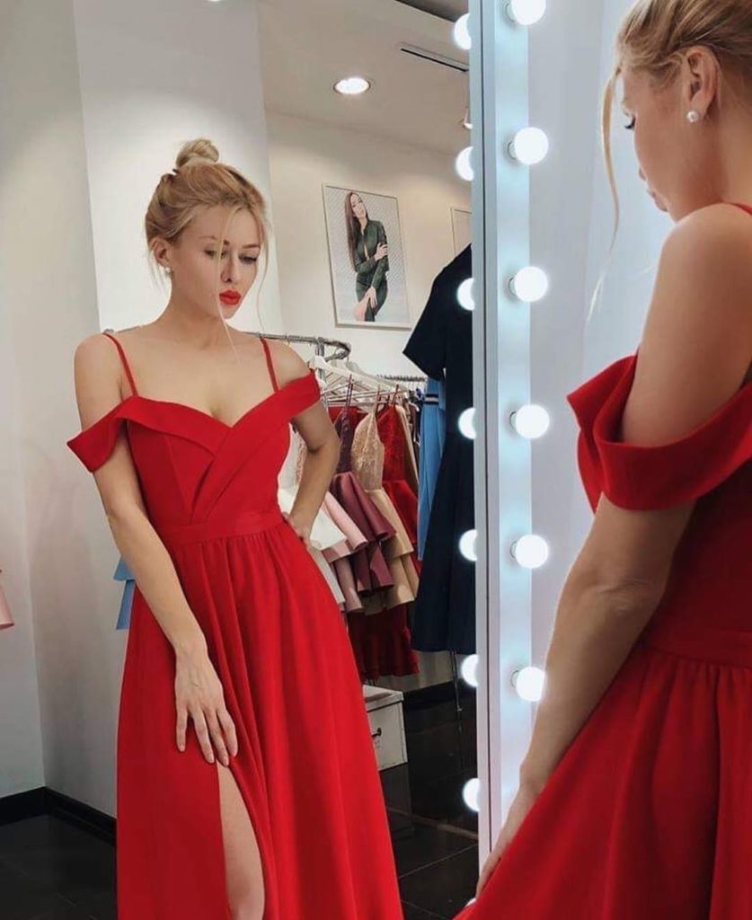 Red dress.