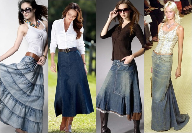 Denim skirts.