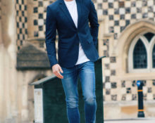 Blazer med jeans.