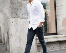 White shirt with jeans.