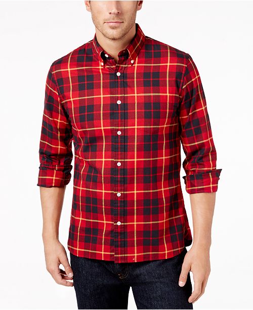 Plaid shirt.