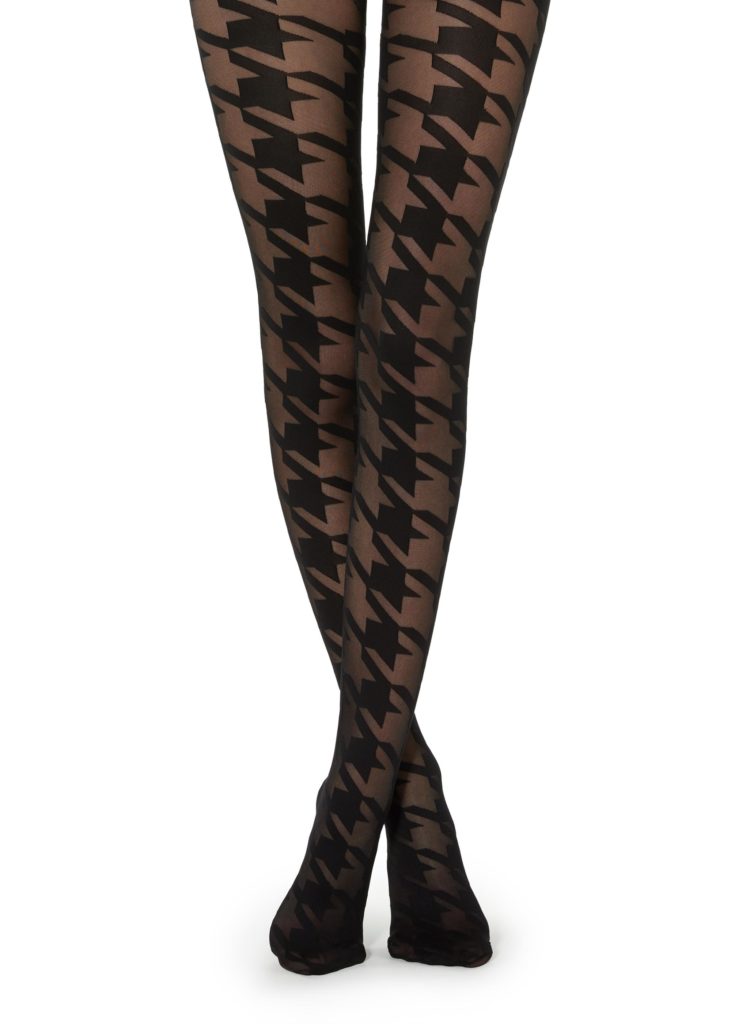 Collants com estampa houndstooth.