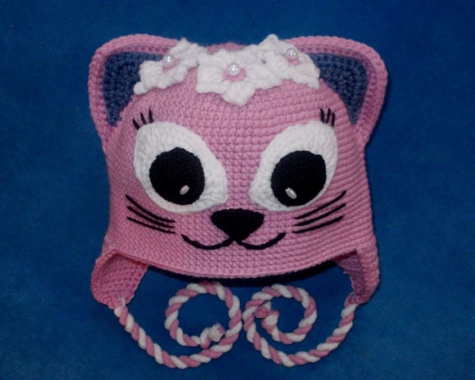 chapeau de chat au crochet pour fille