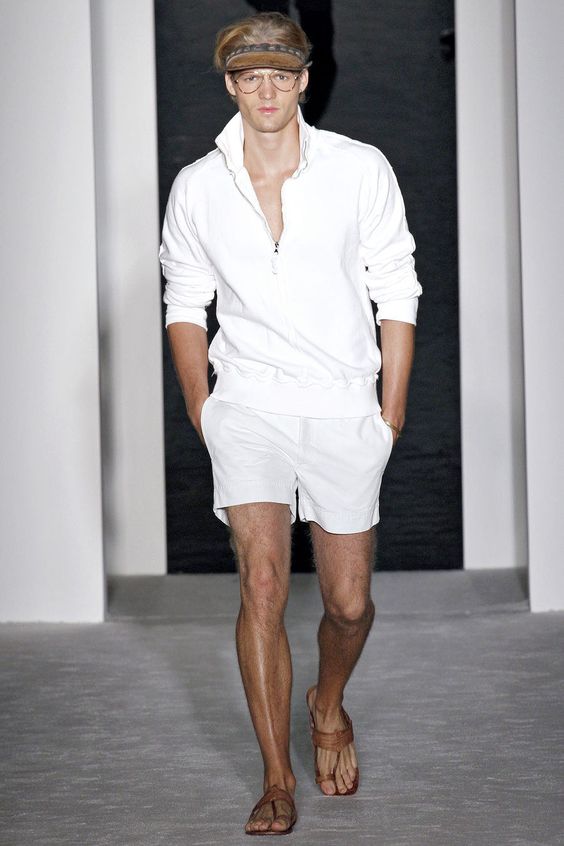 Runway sports look in white.