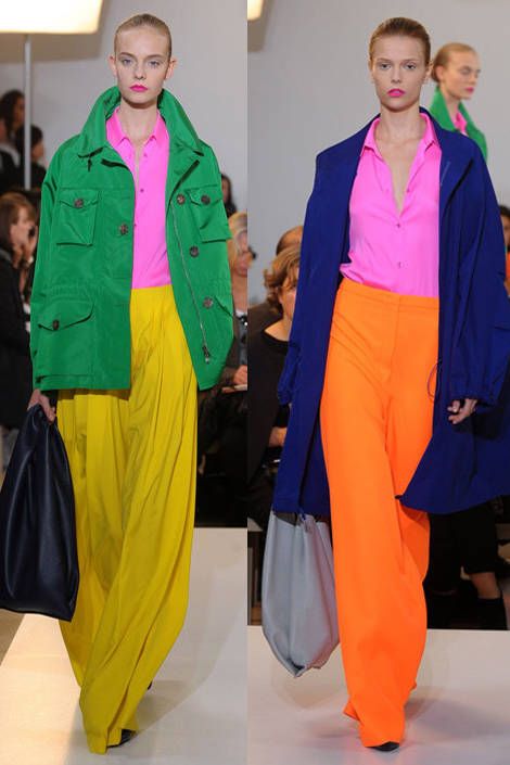 Color block with trousers.