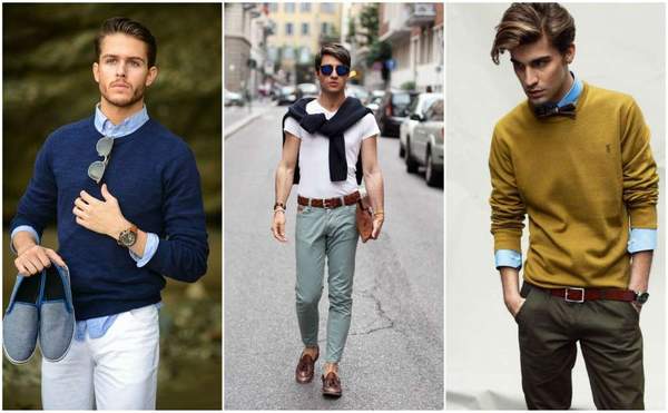 Preppy look with a sweater.