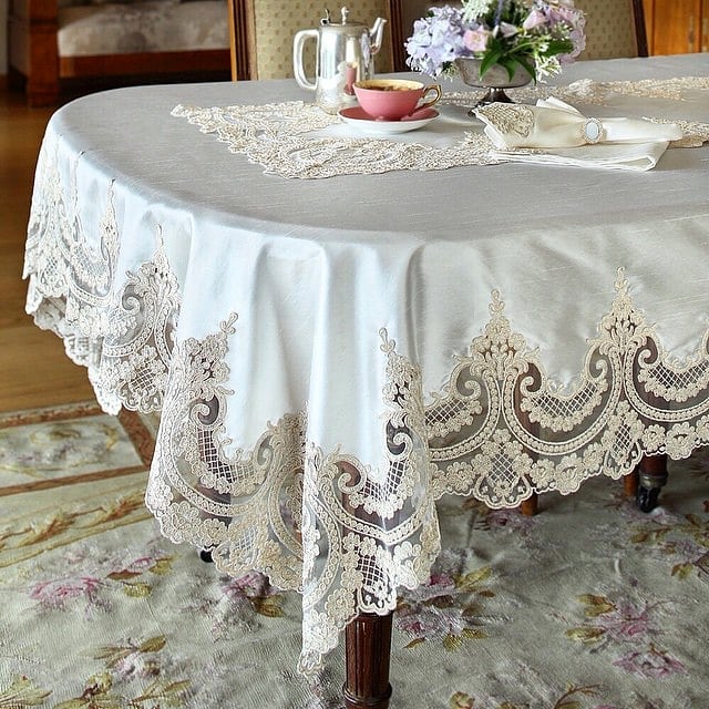 tablecloth on the table