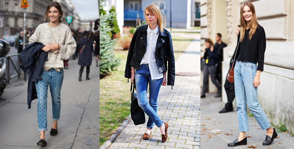 Looks med loafers og jeans