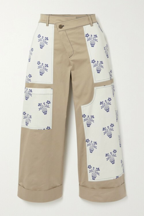 Pantalons amples amb insercions florals