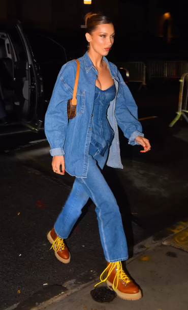 bella hadid en jeans