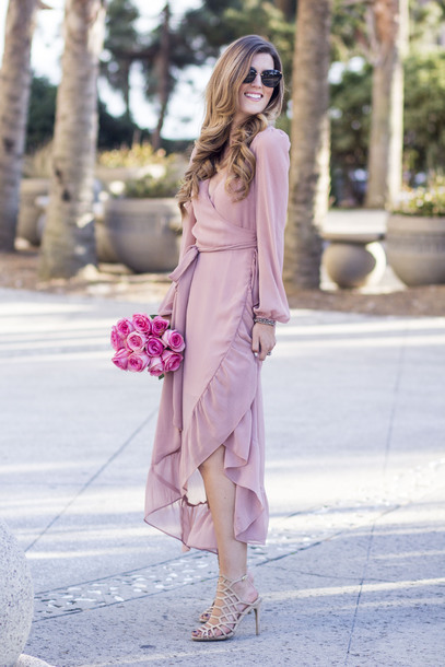 Pink wrap dress.